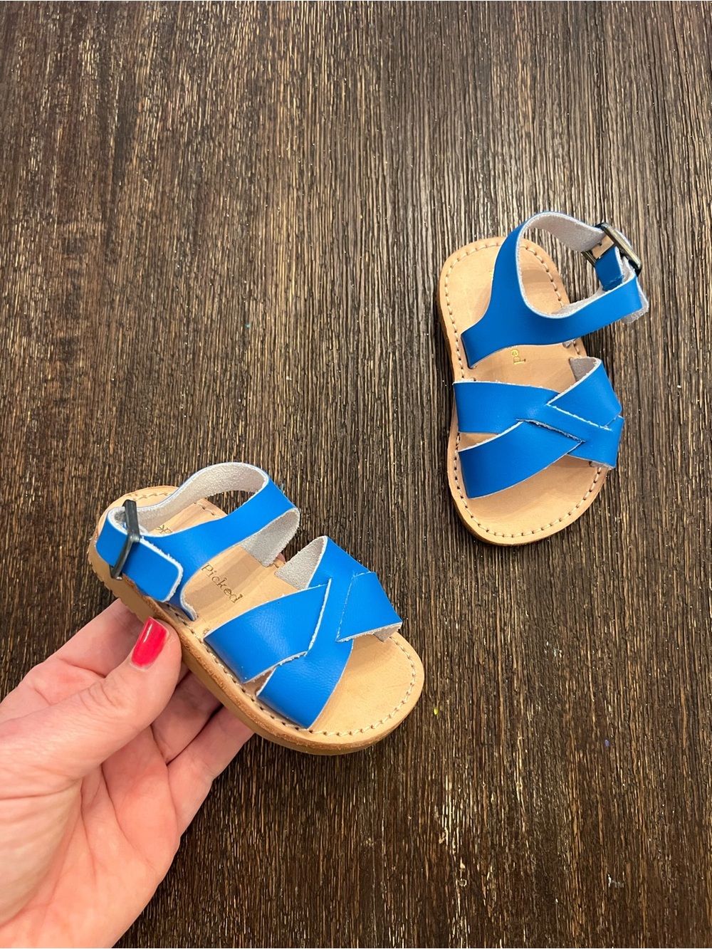 Freshly Picked Saybrook Sandals Blue Leather size 3 baby new